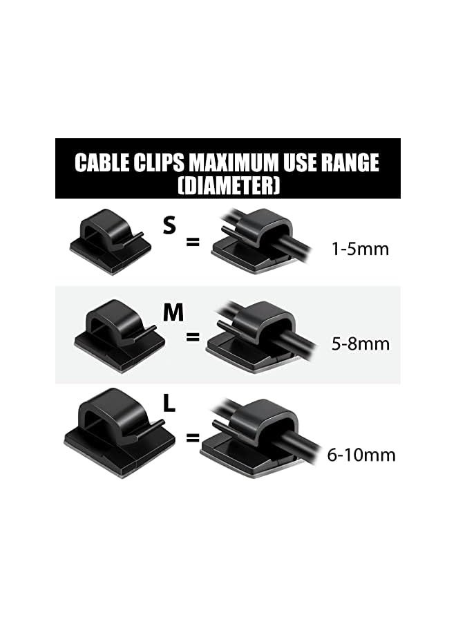 erorex 100 Pieces Cable Clips Outdoor Light Clips Cord Organizer Self Adhesive Wire Clips Mini Hooks Cable Wire Management Holder for Car Office Home Fairy Light Decoration (Black) - Image 2