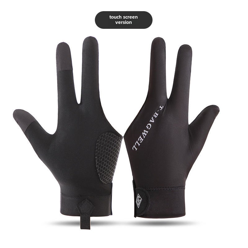 Generic Professional Billiards Gloves Breathable Anti-Slip Left Hand Single Billiards All Finger Black 