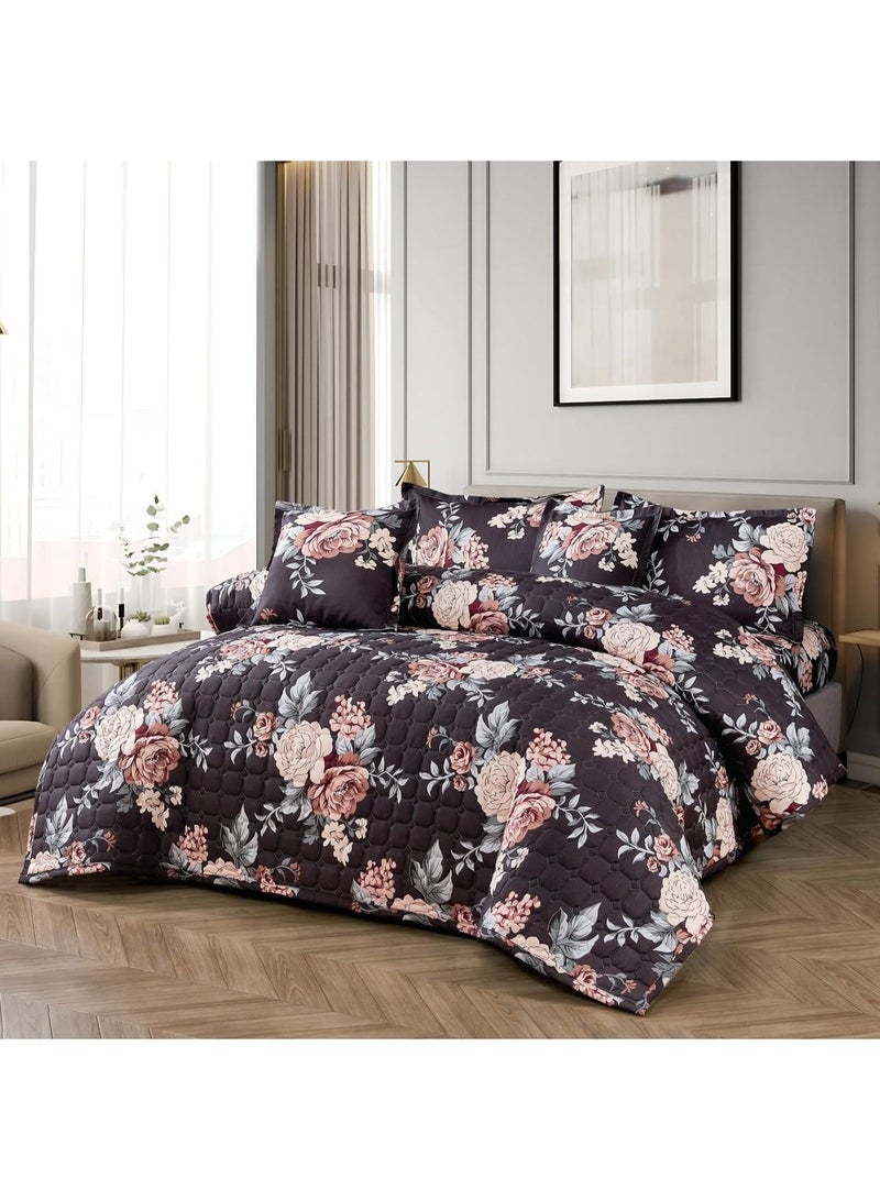 Ming Li Summer Single Comforter Set – Compressed Floral – Luxury Printed Single Bedspread – Soft and Lightweight Microfiber Fabric – With Fitted Sheet and Pillowcase – Fits 120×200 cm Bed - Image 3