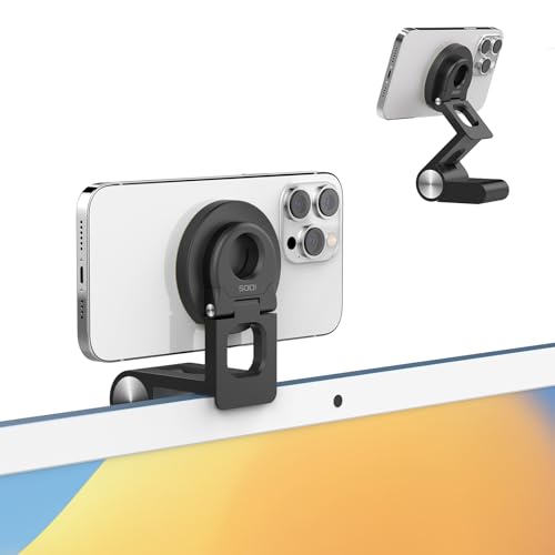 SODI Continuity Camera Mount for Desktop Monitor & iMac, Detachable iPhone Webcam Mount, Adjustable Magnetic Phone Stand for iPhone 17 Pro/Max 16/15/14/13/12 and Mac TV 4K Display OS Ventura - Image 1