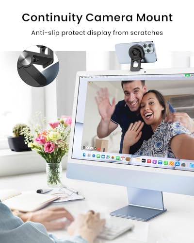 SODI Continuity Camera Mount for Desktop Monitor & iMac, Detachable iPhone Webcam Mount, Adjustable Magnetic Phone Stand for iPhone 17 Pro/Max 16/15/14/13/12 and Mac TV 4K Display OS Ventura - Image 4