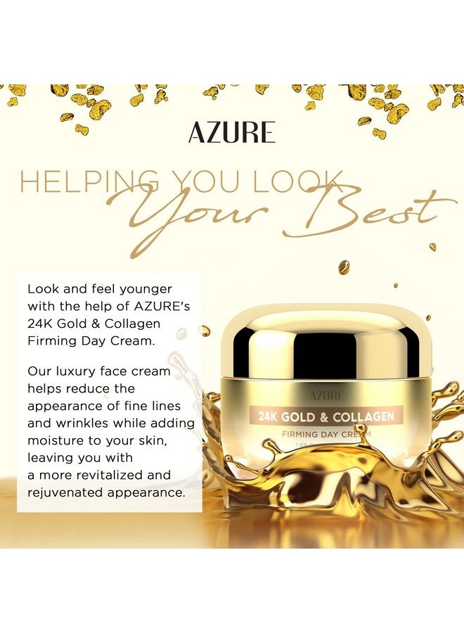 Azure Cosmetics AZURE 24K Gold & Collagen Firming Day Cream - Moisturizing, Illuminating & Lifting | Reduces Wrinkles & Fine Lines | Anti Aging & Toning | Made in Korea - 50mL - Image 4