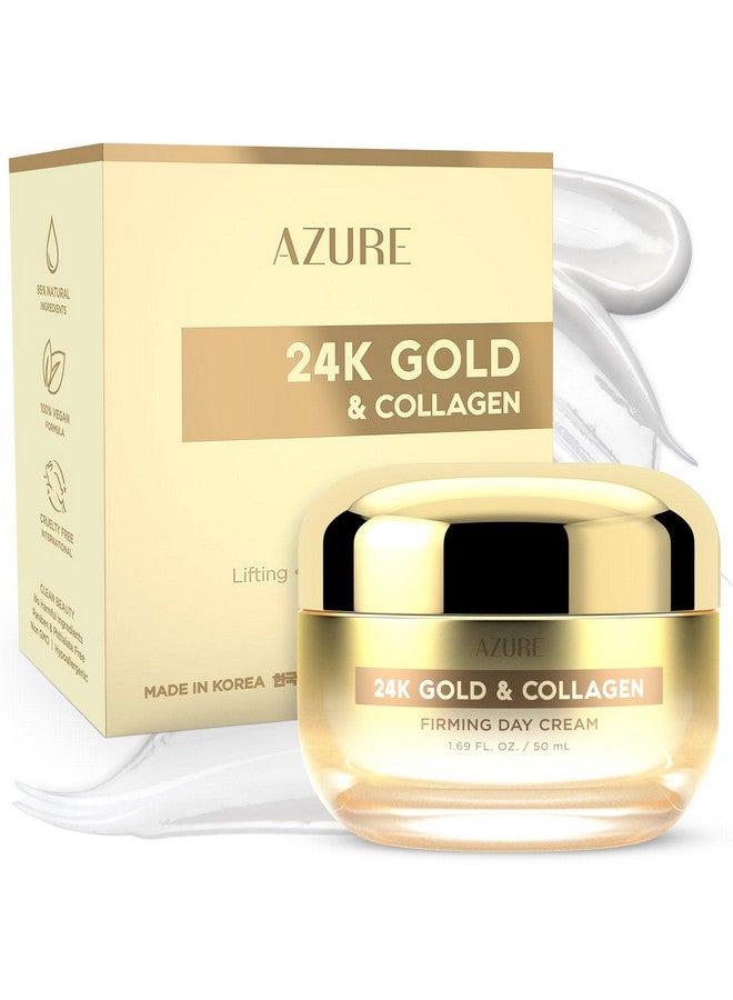 Azure Cosmetics AZURE 24K Gold & Collagen Firming Day Cream - Moisturizing, Illuminating & Lifting | Reduces Wrinkles & Fine Lines | Anti Aging & Toning | Made in Korea - 50mL - Image 1
