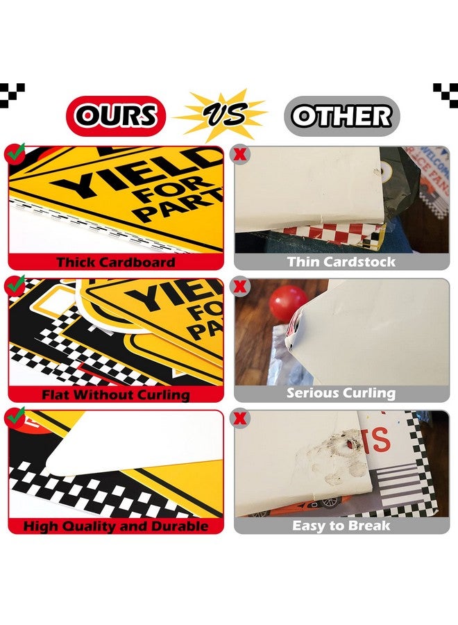 Huray Rayho Race Car Birthday Party Supplies Checkered Flags Racing Happy Birthday Party Signs Cutouts Cars Birthday Party Supplies Let's Go Racing Party Supplies for Kids Race Fans - Image 2