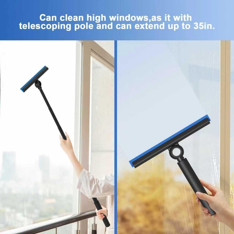 EHOMGUI Shower Squeegee for Glass Doors, Squeegee with Long Handle, Telescoping Squeegee for Shower, Extendable Window Cleaner Tool for Car Windows, Tile Walls, Sliding Door, Shower Glass Door - Image 5