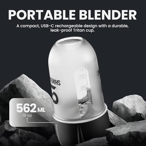 SHAKESPHERE Portable Blender for Shakes and Smoothies 19oz Electric Personal Blender with Clear Tritan Cup USBC Rechargeable Compact and Powerful for Travel Gym and Workout Black - Image 3