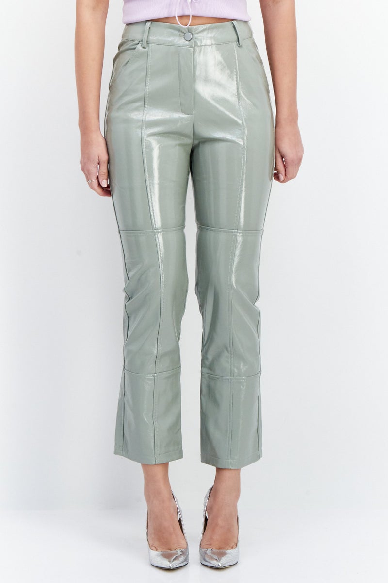 4th & Reckless Women Petite Plain Straight Leg Pant, Sage Green - Image 1