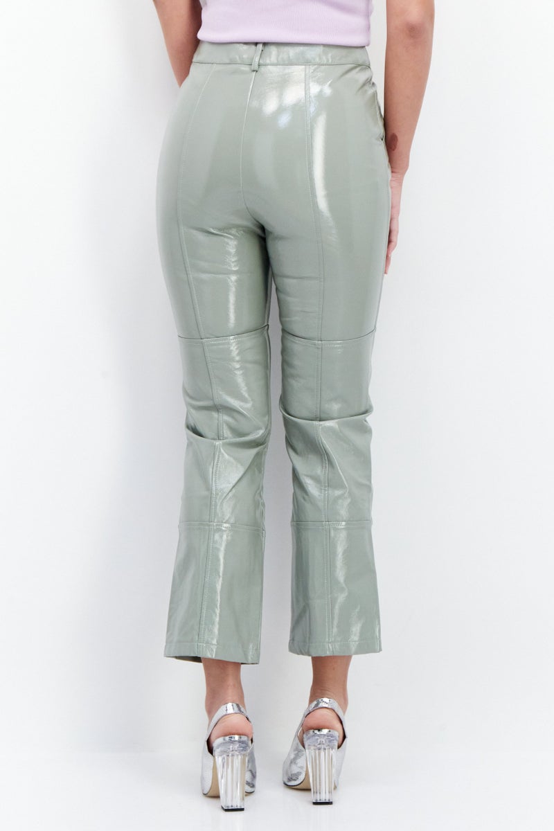 4th & Reckless Women Petite Plain Straight Leg Pant, Sage Green - Image 4