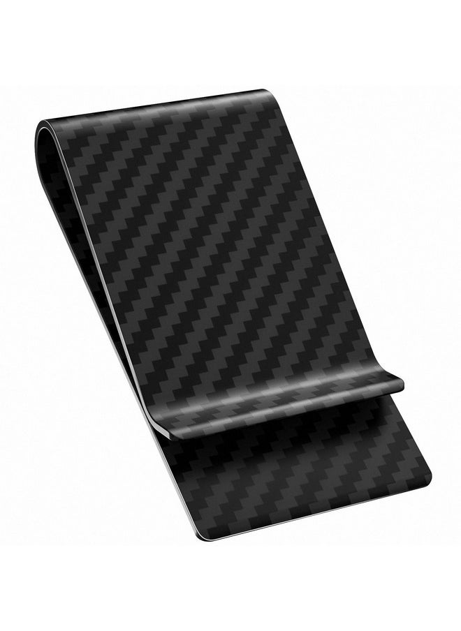 Travelambo - Travelambo Carbon Fiber Money Clip Front Pocket Wallet Minimalist Wallet Slim Wallet Credit Business Card Holder (Matte black) - Image 1