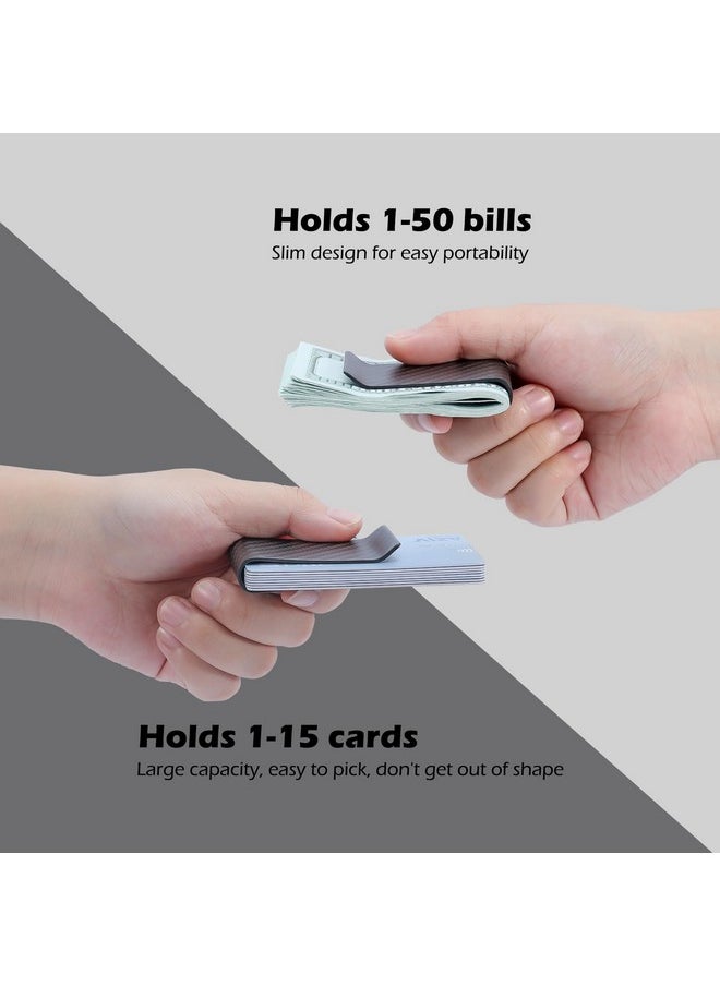 Travelambo - Travelambo Carbon Fiber Money Clip Front Pocket Wallet Minimalist Wallet Slim Wallet Credit Business Card Holder (Matte black) - Image 1