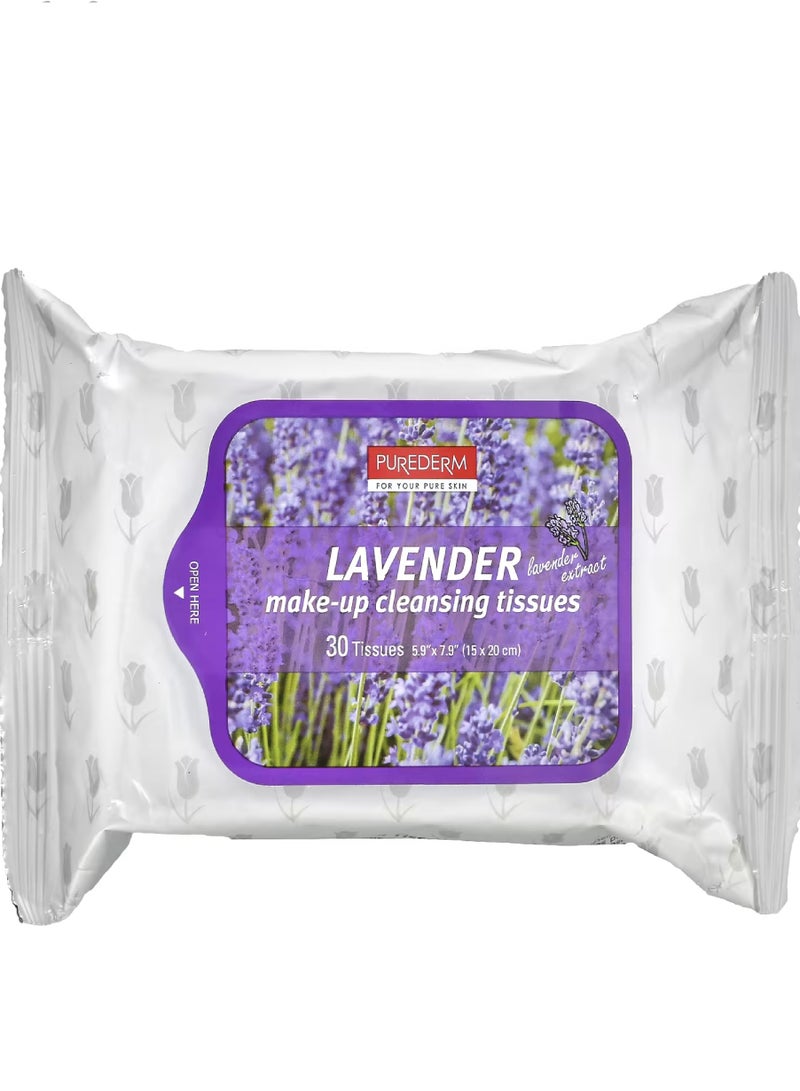 PUREDERM LAVENDER CLEANSING TISSUES