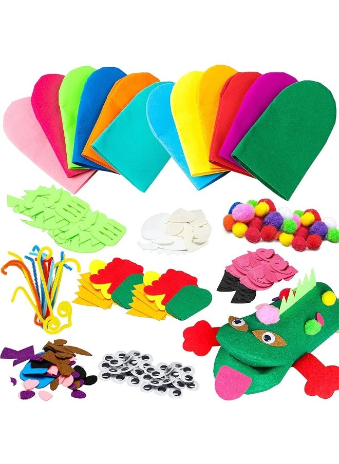 WATINC WATINC 12Pcs Hand Puppet Making Kit for Kids Art Craft Felt Sock Puppet Toys Creative DIY Make Your Own Puppets Pompoms Storytelling Role Play Party Supplies for Girls Boys  - Image 1
