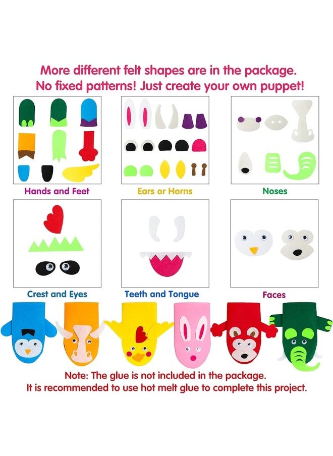 WATINC WATINC 12Pcs Hand Puppet Making Kit for Kids Art Craft Felt Sock Puppet Toys Creative DIY Make Your Own Puppets Pompoms Storytelling Role Play Party Supplies for Girls Boys  - Image 4