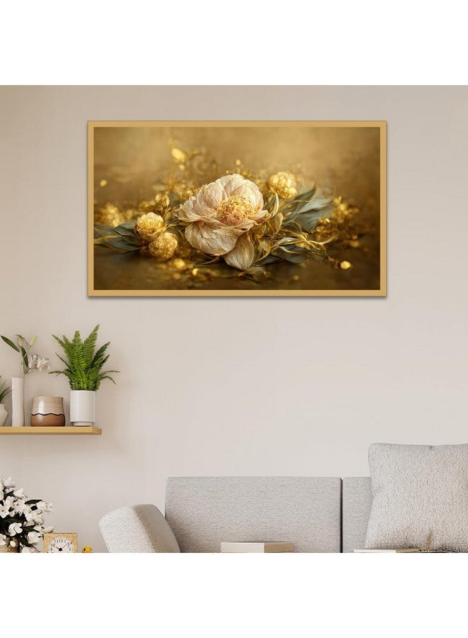 DEKORSTATION Blooms of Serenity Floral Canvas Floating Framed Wall Painting for Home and Office Decor (18 Inch W x 12 Inch H) - Image 1