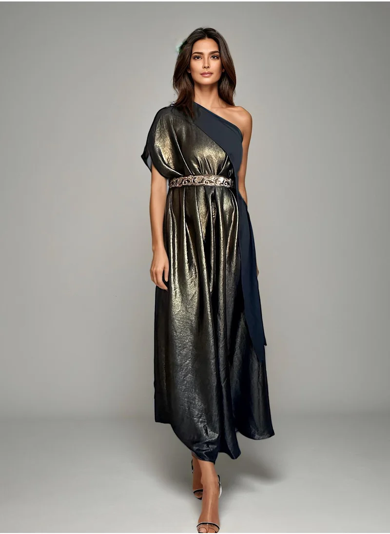 إكستاسي One shoulder drape dress