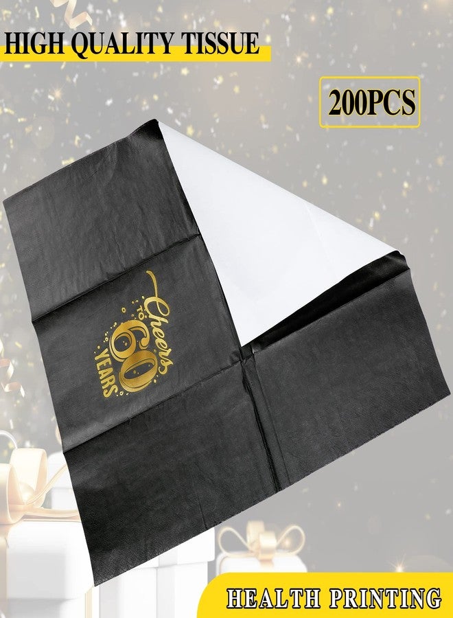 Geyee 200 Pcs 50th/60th/70th Birthday Napkins Cheer to 50/60/70 Years Disposable Black and Gold Dinner Party Napkin for Men Women Anniversary Decoration(60th Birthday) - Image 4