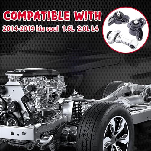 QRYIPPDM Engine Motor & Transmission Mount Compatible with 2014 2015 2016 2017 2018 2019 kia Soul 1.6L 2.0L L4 3-Piece Set Replace OE：A71065 A71093 A71067 - Image 3