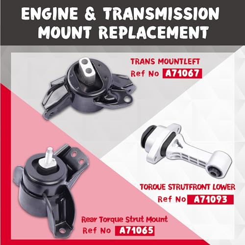 QRYIPPDM Engine Motor & Transmission Mount Compatible with 2014 2015 2016 2017 2018 2019 kia Soul 1.6L 2.0L L4 3-Piece Set Replace OE：A71065 A71093 A71067 - Image 2
