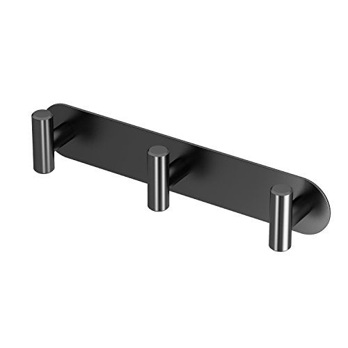 Gatco 1292MX Latitude II 3 Hook Triple Robe Hook Wall Mounted Hook for Bathroom Towels Robes 11 Inch W Matte Black Premium Brass - Image 1