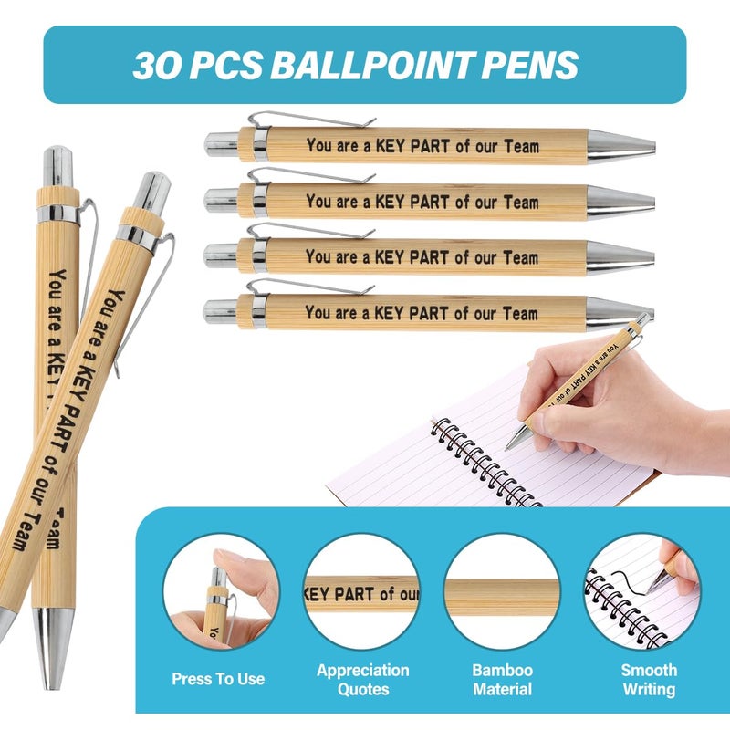BHHQHH 30 Sets Employee Appreciation Gifts Bulk Team Together Thank You Gifts Inspirational Spiral Notebook with Sticky Note Motivational Bamboo Pens for Team Nurse Teacher Employees Coworker - Image 3