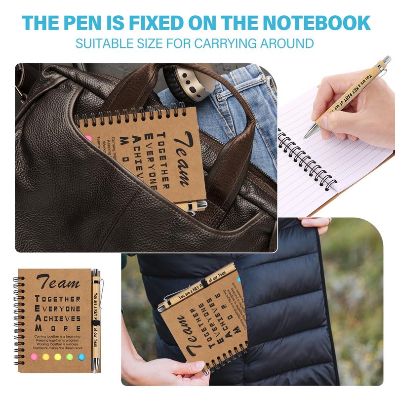 BHHQHH 30 Sets Employee Appreciation Gifts Bulk Team Together Thank You Gifts Inspirational Spiral Notebook with Sticky Note Motivational Bamboo Pens for Team Nurse Teacher Employees Coworker - Image 5