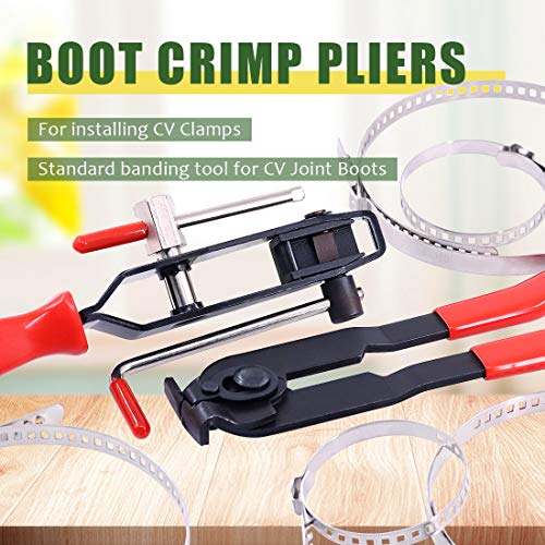 Keadic 10 Pcs Auto CV Joint Boot Clamps Pliers Car Banding Tools Kit, Comes with 4 Pcs Small and 4 Pcs Large Universal Adjustable Stainless Steel Drive Shaft CV Boot Clamp - Image 5