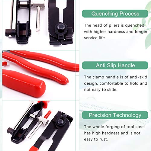 Keadic 10 Pcs Auto CV Joint Boot Clamps Pliers Car Banding Tools Kit, Comes with 4 Pcs Small and 4 Pcs Large Universal Adjustable Stainless Steel Drive Shaft CV Boot Clamp - Image 4