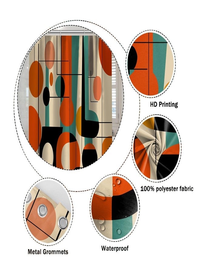 Umpoo Boho Mid Century Shower Curtain Abstract Retro Colors Geometric Pattern Lines Bath Curtain Waterproof Polyester Fabric for Vintage Aesthetic Bathroom Bathtub Decor 72x72 Inch - Image 5