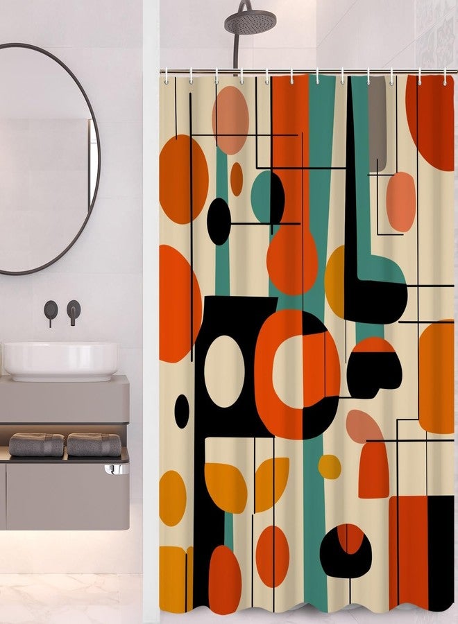 Umpoo Boho Mid Century Shower Curtain Abstract Retro Colors Geometric Pattern Lines Bath Curtain Waterproof Polyester Fabric for Vintage Aesthetic Bathroom Bathtub Decor 72x72 Inch - Image 4
