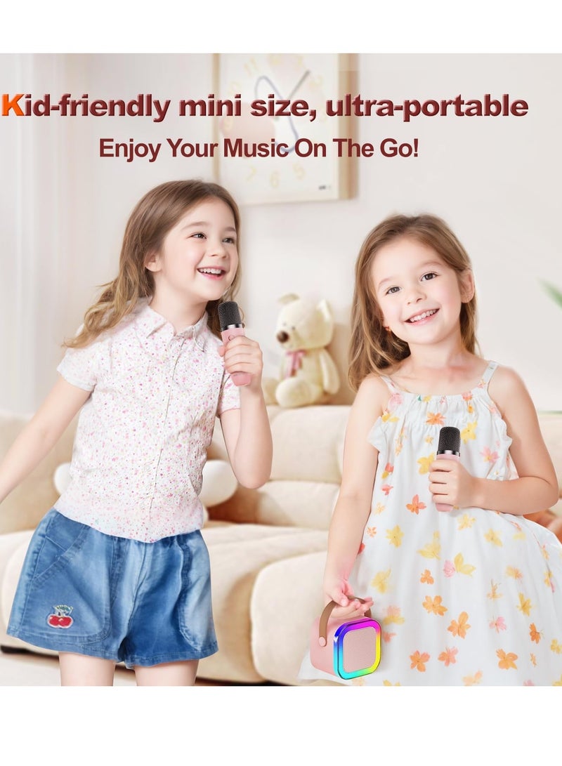 ELTRAZONE Karaoke Machine for Kids – Cute & Portable Bluetooth Speaker with Wireless Microphone, Loud Sound, Perfect Birthday Gift for Girls 3-12 Years Old, Beige (Dual MicroSpeaker) - Image 4