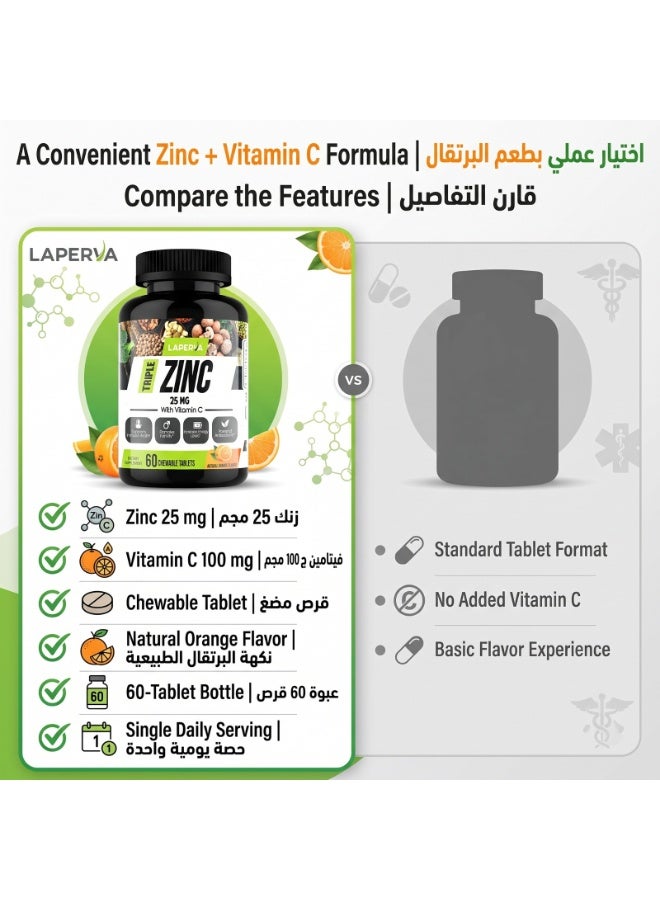 Laperva Triple Zinc with Vitamin C Chewable Tabs, Orange, 60 Chewable Tablets - Image 3