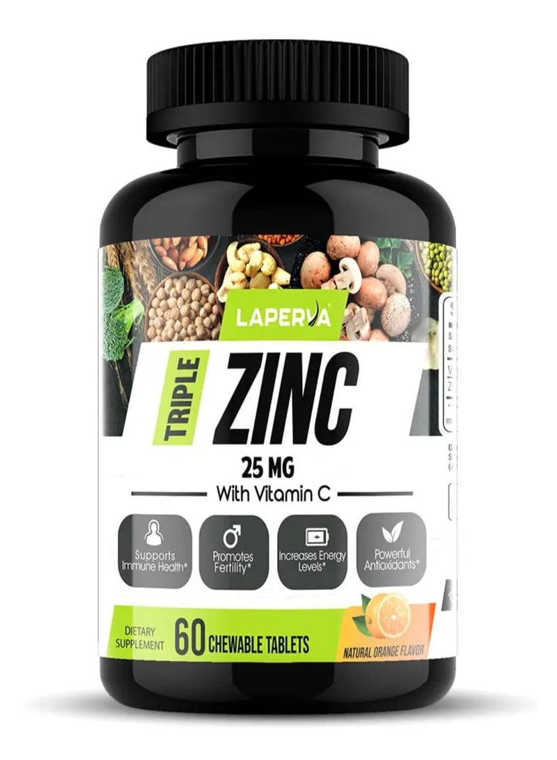 Laperva Triple Zinc with Vitamin C Chewable Tabs, Orange, 60 Chewable Tablets - Image 1