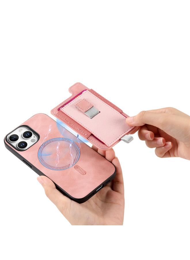 S-TOP Case For iPhone 12 / 12 Pro Retro Magsafe Cross Leather Pull-Out Card Bag Back Phone Case - Image 3