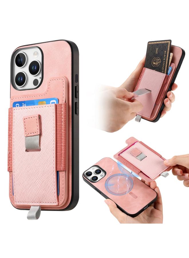 S-TOP Case For iPhone 12 / 12 Pro Retro Magsafe Cross Leather Pull-Out Card Bag Back Phone Case - Image 1