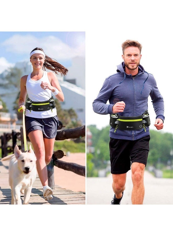 jaexest Running Belt with Water Bottles (2 x 175ML) – Hydration Waist Pack Waterproof – Sports Pouch Fits iPhones – Adjustable Waist Bag for Marathon, Running, Hiking, Cycling – Green, 80cm x 12cm - Image 4