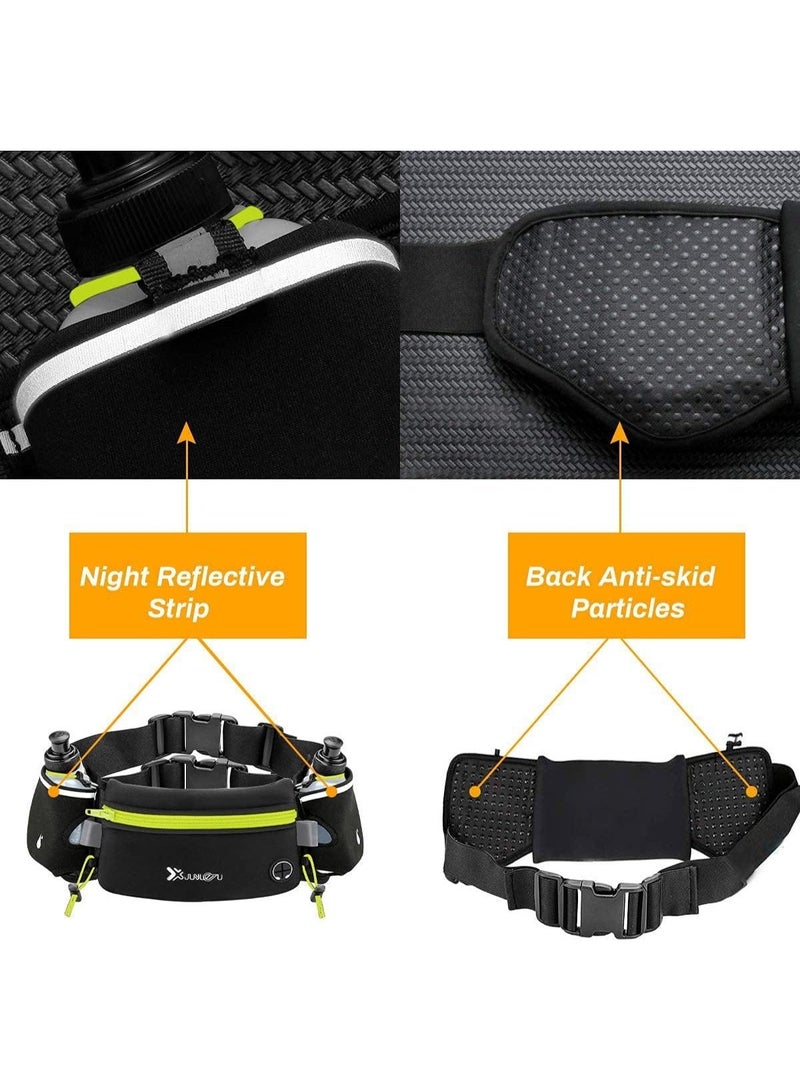 jaexest Running Belt with Water Bottles (2 x 175ML) – Hydration Waist Pack Waterproof – Sports Pouch Fits iPhones – Adjustable Waist Bag for Marathon, Running, Hiking, Cycling – Green, 80cm x 12cm - Image 5