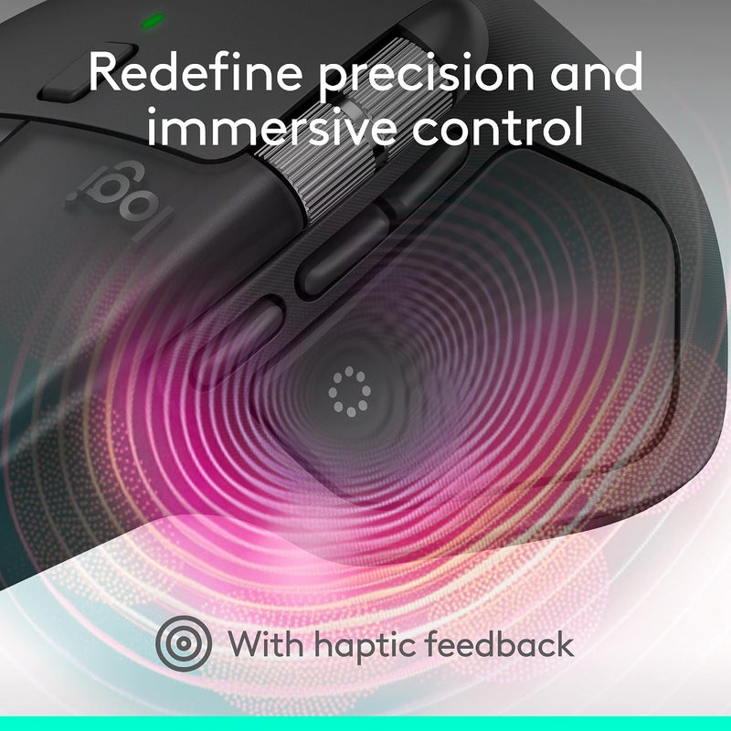 لوجيتيك Logitech MX Master 4 Ergonomic Wireless Mouse with Haptics - Graphite | Advanced performance haptic feedback, ultra-fast scrolling, USB-C charging, Windows, MacOS compatible Graphite - Image 2