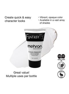 mehron Mehron Makeup Fantasy FX Cream Makeup | Water Based Halloween Makeup | White Face Paint & Body Paint For Adults 1 fl oz (30ml) (White)  - Image 2