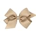 Wee Ones Girls Classic Grosgrain Hair Bow with Scalloped Edges NoSlip Hair Clip Handmade Oatmeal Medium - Image 2