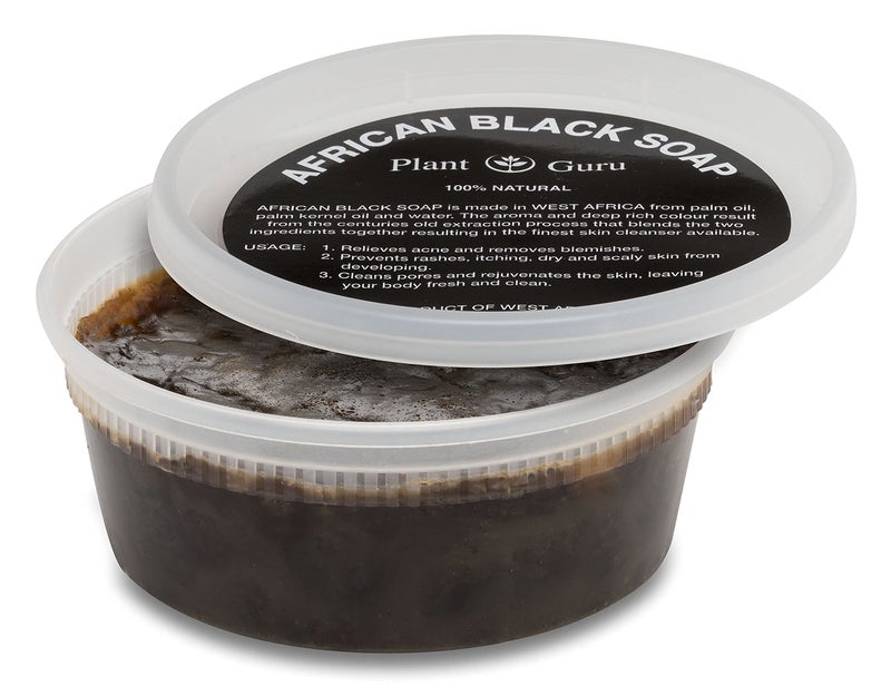 Plant Guru African Black Soap Paste 8 oz. 100% Raw Pure Natural From Ghana. Acne Treatment, Aids Against Eczema & Psoriasis, Dry Skin, Scars and Dark Spots. Great For Pimples, Blackhead, Face & Body Wash. - Image 2
