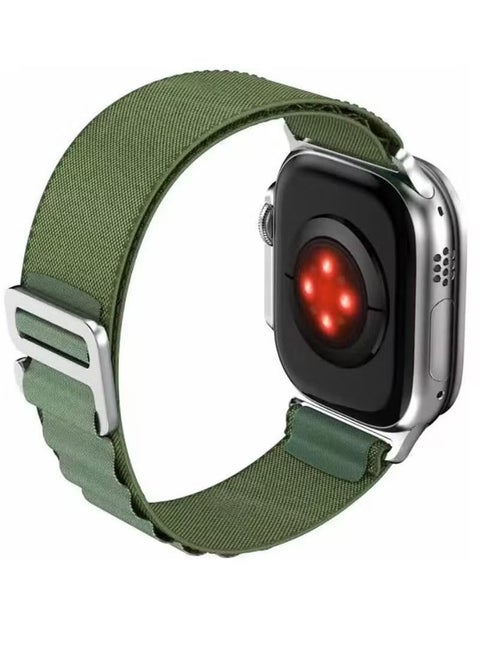 Alpine Loop Compatible with Apple Watch Band 38mm 40mm 41mm Textile Nylon Rugged Alpine Loop with Metal G‑Hook Compatible for Apple Watch SE/ Series 8/7/6/5/4/3/2/1 Green