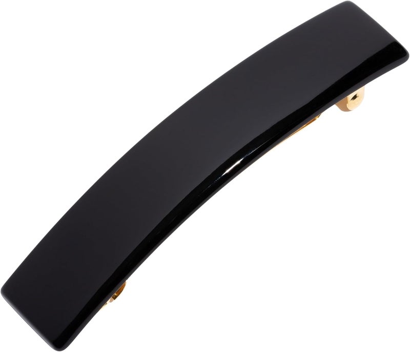 France Luxe Classic Rectangle Hair Barrette in Black - Image 1