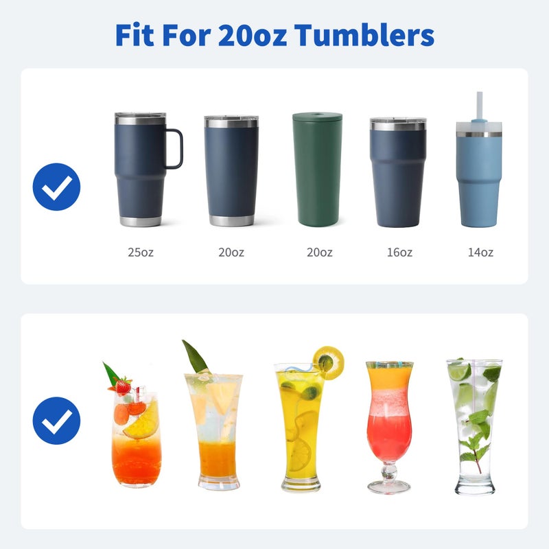 Diumepo Stainless Steel Straws for 20 oz Yeti Tumbler, 5 Pcs Metal Straws Reusable with Silicone Tip for 20 oz Stanley Cup and 16 oz Glass Tumbler, Cleaning Brush, 1 Portable Bag - Image 4
