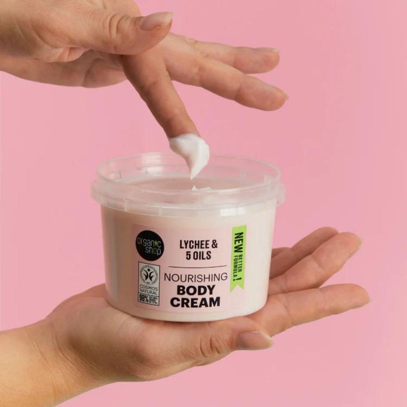أورجانيك شوب كريم للجسم بالليتشي و5 زيوت - Image 4