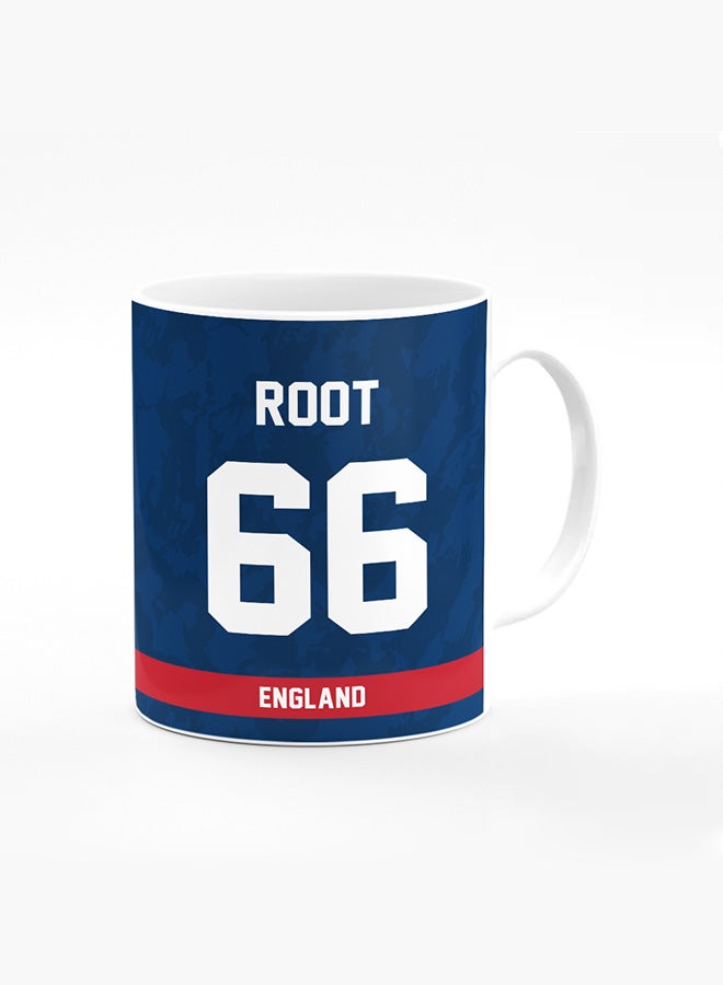 Stylizedd Designer Printed Coffee Mug with Heavy Duty Handle 11oz Ceramic Personalised Gift Mugs Cup [Microwave Safe & Dishwasher Proof ] - Cricket Player - Joe Root, Jersey Number - 66 - Image 1