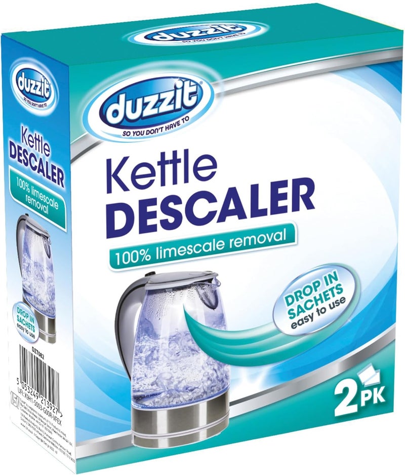 Duzzit Kettle Descaler Limescale Remover Easy To Use Drop In Sachet, Blue, (Pack Of 2) - Image 1