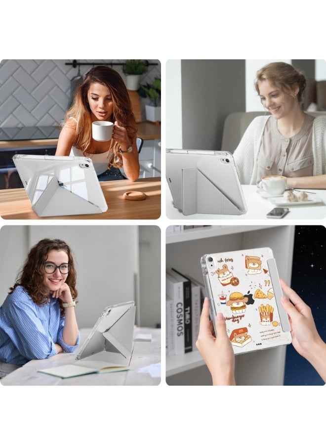 eGreen99 for iPad Air 13 inch (2024 6th M2 / 2025 7th M3 / 2026 8th M4) / ipad Pro 12.9 inch (22/21/20/18) Case Cover, Deformable 4+Y-Shaped Design, Multi Angle, Tpu Soft Leather Tablet Cover, Automatic Wake-Up/Sleep,Gray - Image 2