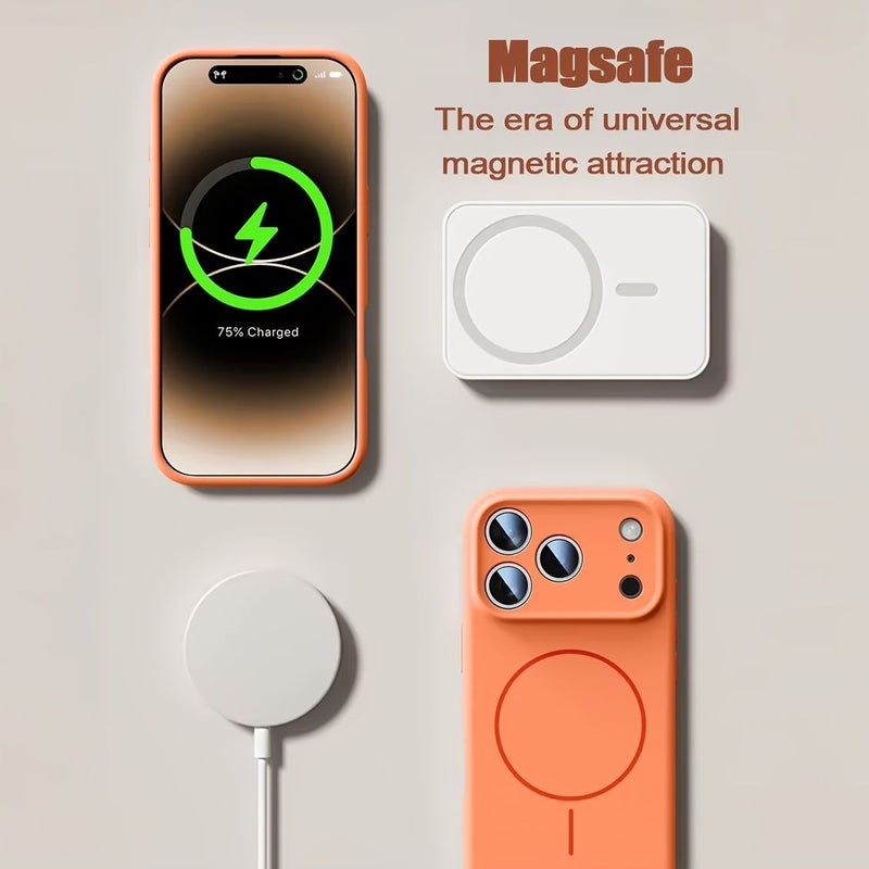 حالة سيليكون مغناطيسية بلون رمادي تيتانيوم لهاتف iPhone 12 Pro مع حماية للكاميرا وواقيات شاشة - Image 3