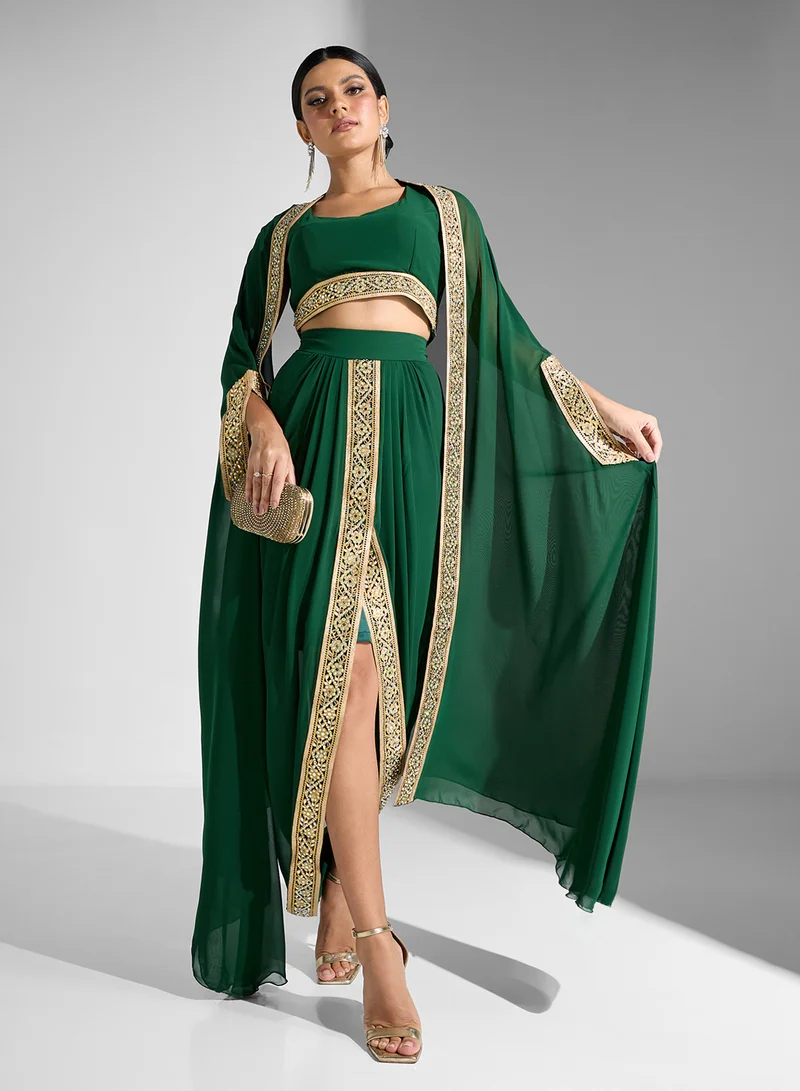 Golden Apple 3PCS Set Long Sleeves Skirts & Top