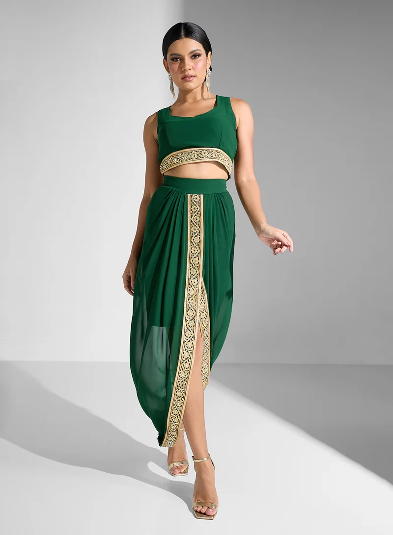 Golden Apple 3PCS Set Long Sleeves Skirts & Top